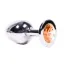 Анальна пробка з помаранчевим кристалом SWAROVSKI Steel Jewel Plug, срібна