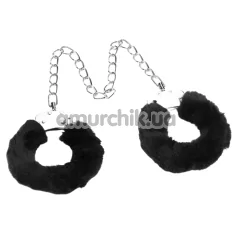 Фіксатори Fetish Pleasure Fluffy Leg Cuffs, чорні - Фото №1
