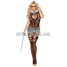 Костюм учительки JSY Sexy Lingerie, чорний: комбінезон + спідниця + краватка + окуляри + указка - Фото №1