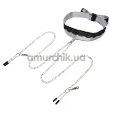 Ошейник с зажимами для сосков Fifty Shades of Grey Play Nice, серебряный - Фото №1