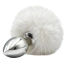 Анальна пробка з білим хвостиком DS Fetish Metal Plug With Bunny Tail, срібна - Фото №3
