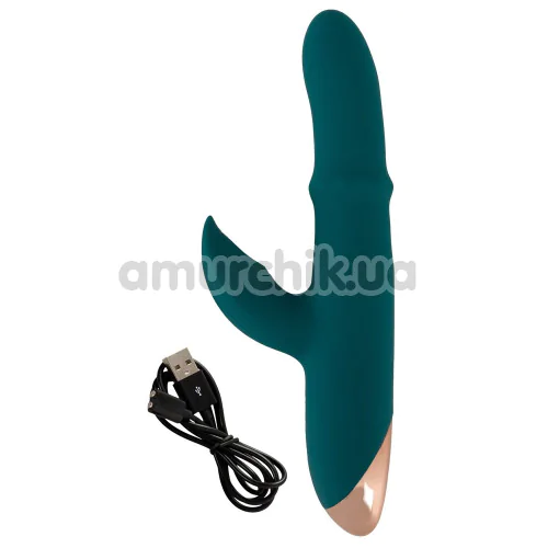 Вибратор с пульсацией Thumping Rabbit Vibrator, зеленый