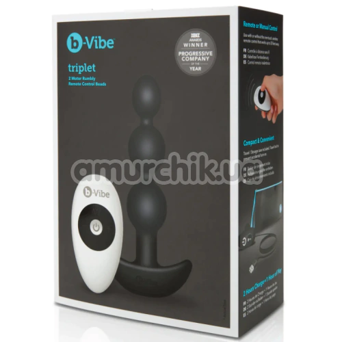 Анальна пробка з вібрацією B-Vibe Triplet, чорна