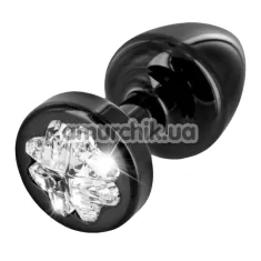 Анальная пробка с прозрачным кристаллом SWAROVSKI Anni R Clover T2, черная - Фото №1