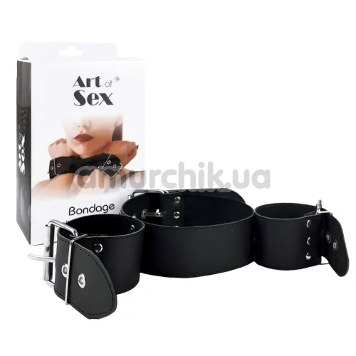 Нашийник із фіксаторами для рук Art of Sex Bondage Collar And Handcuffs, чорний