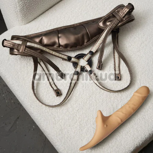 Вібратор з вакуумним стимулятором для страпона Strap-On-Me Multi Orgasm Realistic Dildo L, тілесний