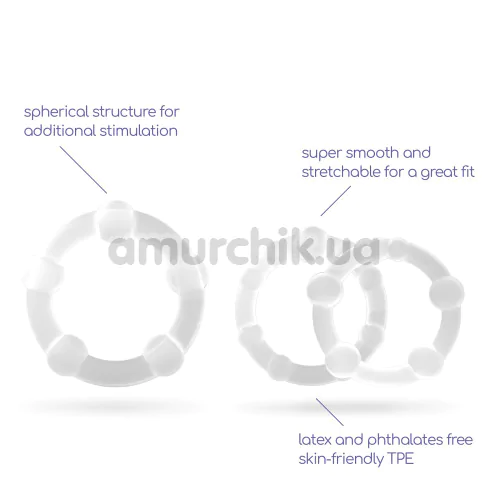 Набір з 3 ерекційних кілець Crushious Triple Bead, прозорий