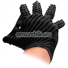 Перчатка для мастурбации Fist It Silicone Masturbation Glove - ребристая с пупырышками, черная - Фото №1