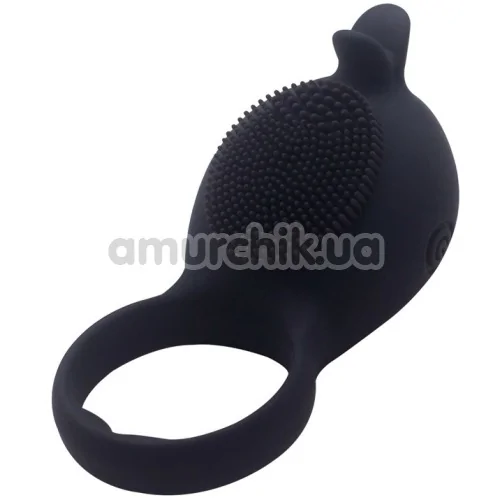 Віброкільце Silicone Love Ring Dolphin, чорне