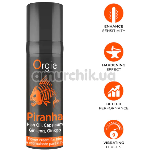 Крем для посилення ерекції Orgie Piranha, 15 мл