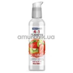 Лубрикант с согревающим эффектом Swiss Navy 4 in 1 Playful Flavors Straw-Kiwi Pleasures - клубника с киви, 118 мл - Фото №1