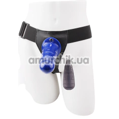 Порожній страпон з вібрацією Hi-Basic Basic Vibrating Strap On Harness, синій - Фото №1