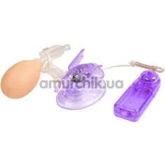 Вакуумная помпа с вибрацией для клитора Butterfly Clitoral Pump, фиолетовая - Фото №1