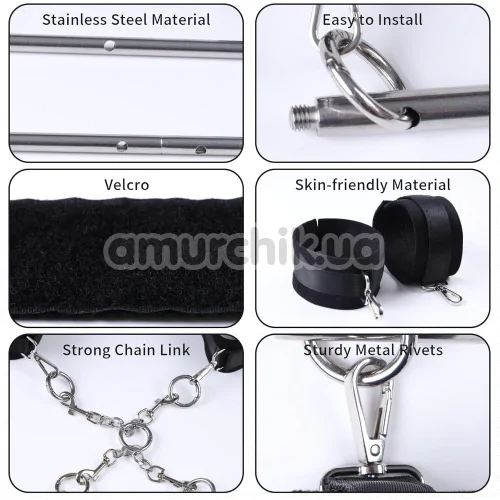 Бондажний набір Lockink Yeahwow Door Swing & Leg Spreader Bondage Set, чорний