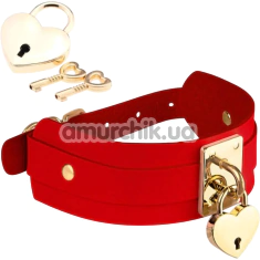 Ошейник с золотым замочком Kinky Diva Collar Me! Heart-Lock-Key Collar, красный - Фото №1