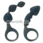 Набор из 2 предметов Bottoms Up Butt Silicone Anal Toy Set, серый - Фото №1