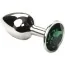 Анальная пробка с зеленым кристаллом SWAROVSKI Silver Emerald Small, серебряная