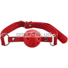 Кляп Breathable Ball Gag с отверстиями, красный - Фото №1