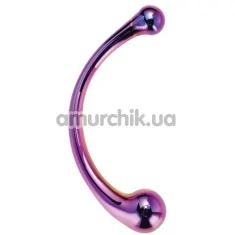Двокінцевий фалоімітатор Glamour Glass Curved Big Wand, мультикольоровий - Фото №1