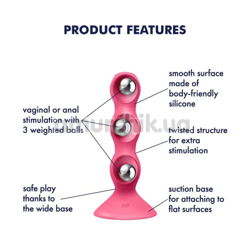 Фалоімітатор Satisfyer Triple Ball-R, рожевий