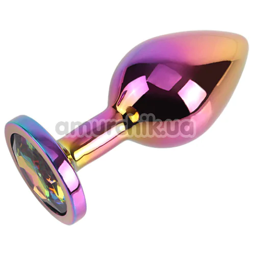 Анальная пробка с радужным кристаллом Matrix Mont Rainbow Gem Butt Plug M, радужная