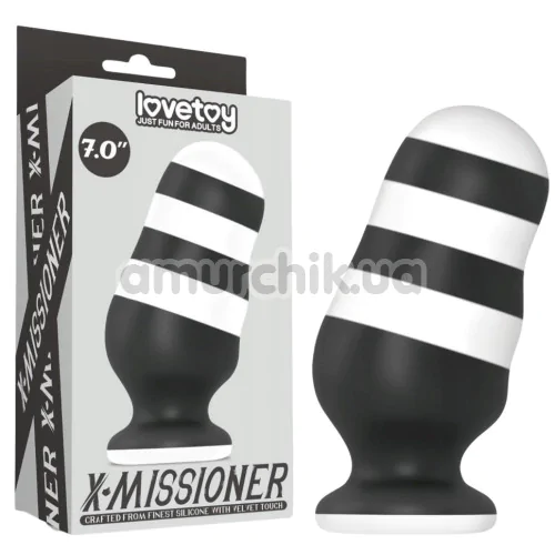 Анальная пробка Love Toy X-Missioner Butt Plug 7, черно-белая
