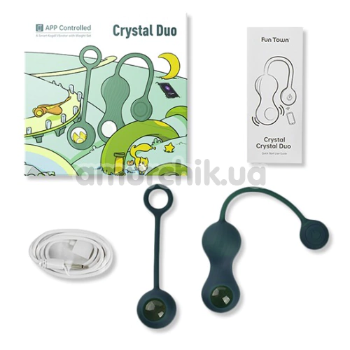 Набір вагінальних кульок Magic Motion Fun Town Crystal Duo, зелений