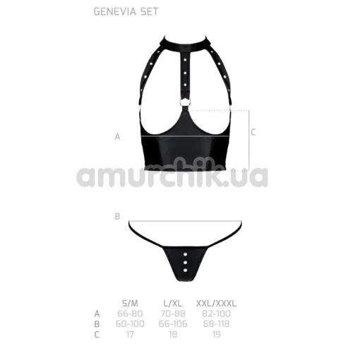 Комплект Passion Free Your Senses Genevia Set, чорний: топ + трусики-стрінги