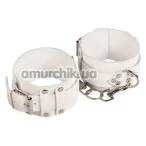 Поножи sLash Leather Dominant Leg Cuffs, белые - Фото №1