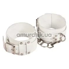 Фіксатори для ніг sLash Leather Dominant Leg Cuffs, білі - Фото №1