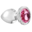 Анальна пробка з рожевим кристалом Adam & Eve Pink Gem Glass Plug Large, прозора - Фото №1