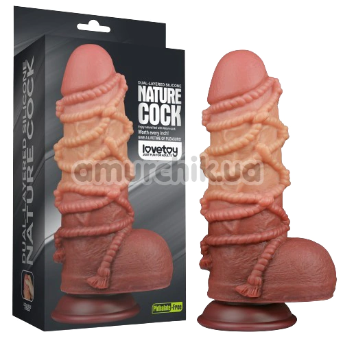 Фалоімітатор Dual-Layered Silicone Nature Cock LV411072, коричневий