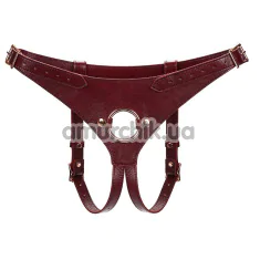 Трусики для страпона Liebe Seele Wine Red Leather Strap-on Harness, бордовые - Фото №1