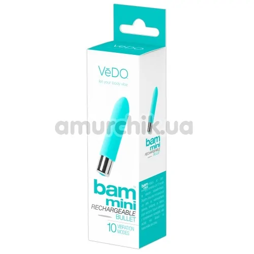 Клиторальный вибратор VeDO Bam Mini Rechargeable Bullet, бирюзовый