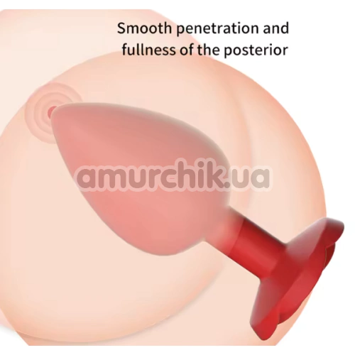 Анальная пробка Rose Shape Silicone Anal Plug Medium, красная