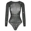 Боди Star Night Long Sleeve Rhinestone Mesh Bodysuit, черное - Фото №7