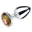 Анальная пробка с желтым кристаллом SWAROVSKI Silver Citrine Big, серебряная