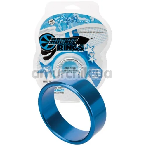 Эрекционное кольцо Rocket Rings голубое, 4.5 см