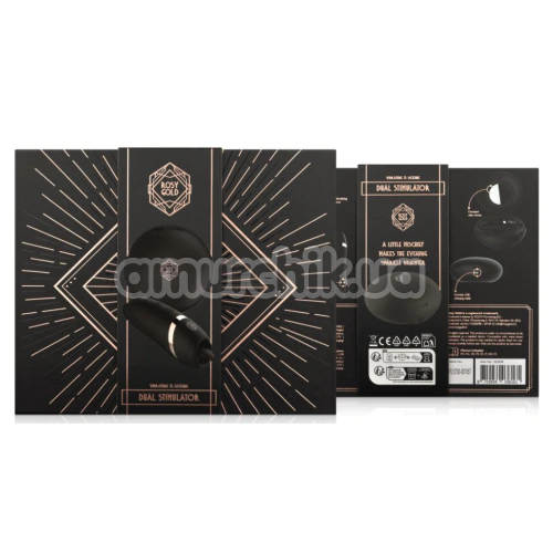 Клиторальный вибратор Rosy Gold Nouveau Vibrating & Licking Dual Stimulator, черный