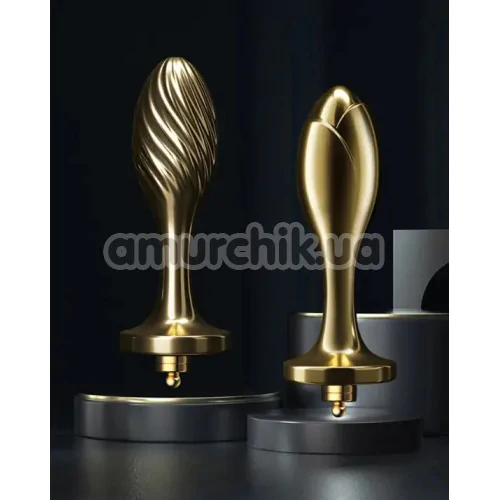 Анальна пробка з білим хвостиком Lockink Sevanda White Bunny Tail Anal Plug Rose, золота