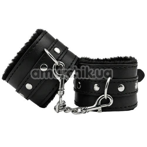 Фиксаторы для рук DS Fetish Furry Hand Restraints, черные - Фото №1