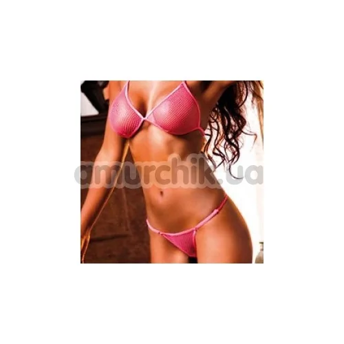 Комплект Mesh Bikini Set Pink: бюстгальтер + трусики-стринги