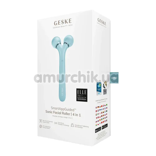 Ультразвуковий масажер для обличчя Geske Sonic Facial Roller 4 in 1, бірюзовий