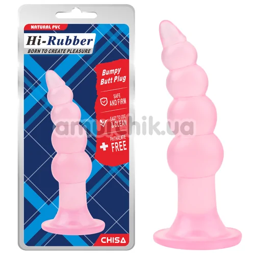 Анальная пробка Hi-Rubber Bumpy Butt Plug, розовая