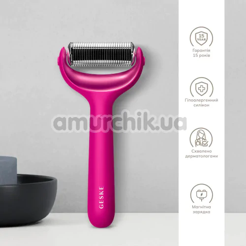 Масажер-ролер для обличчя та тіла з мікроголками Geske MicroNeedle Face & Body Roller 8 in 1, яскраво-рожевий