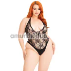 Боди Leg Avenue Floral Lace Deep-V Teddy, черное - Фото №1