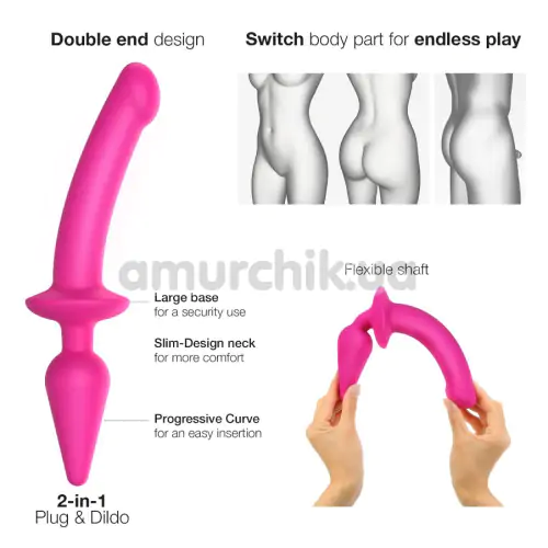 Фаллоимитатор с анальной пробкой Strap-On-Me Switch Plug-In Dildo L, розовый