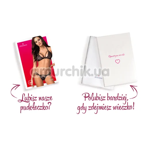 Комплект Obsessive 838-SET-1 чорний: бюстгальтер + трусики-стрінги