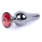 Анальна пробка з червоним кристалом Boss Series Exclusivity Jewellery Dark Silver Plug, срібна - Фото №1