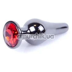 Анальная пробка с красным кристаллом Boss Series Exclusivity Jewellery Dark Silver Plug, серебряная - Фото №1